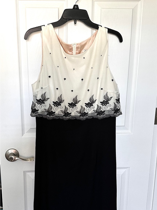 Dresses & Skirts - Black Maxi Dress with Ivory Embroidered Overlay
